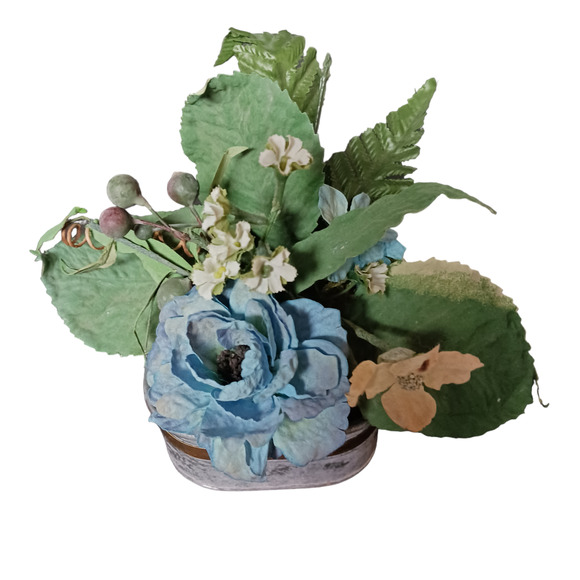 Vintage Rustic Metal Music Box Floral Arrangement Patina Distressed Home Decor - Picture 6 of 8